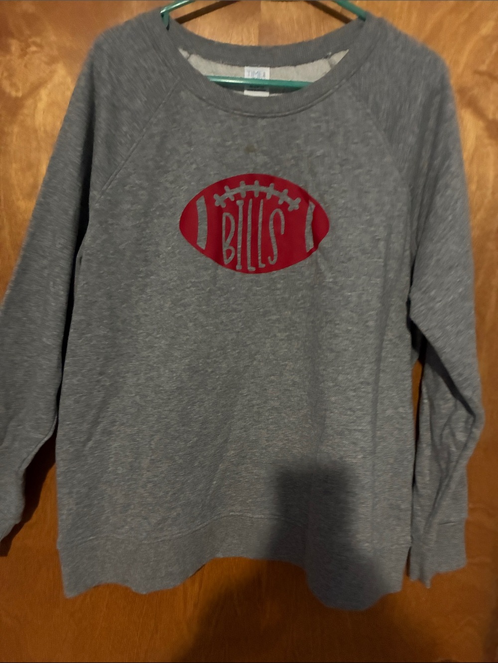 Time and Tru Grey Sweatshirt with Red Football 'Bills' Graphic